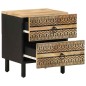 vidaXL Nachttische 2 Stk. Schwarz 40x33,5x46 cm Raues Mangoholz