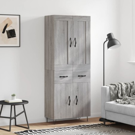 Highboard Grau Sonoma 69,5x34x180 cm Holzwerkstoff