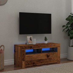 vidaXL TV-Schrank mit LED-Leuchten Altholz-Optik 90x35x40 cm
