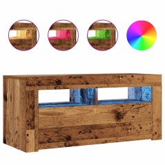 vidaXL TV-Schrank mit LED-Leuchten Altholz-Optik 90x35x40 cm