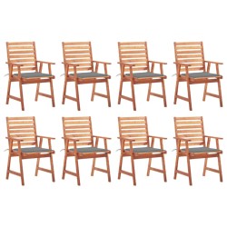 Garten-Essstühle 8 Stk. mit Kissen Massivholz Akazie