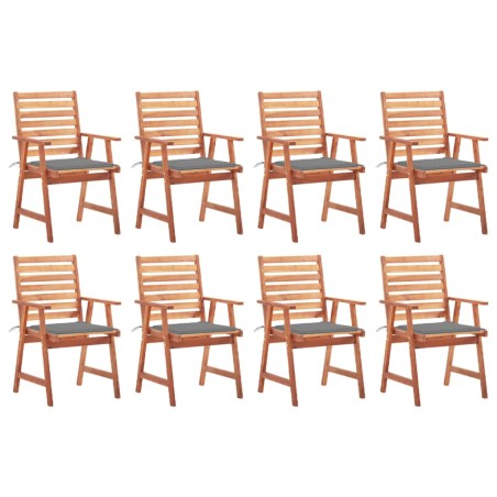 Garten-Essstühle 8 Stk. mit Kissen Massivholz Akazie