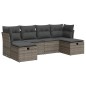 vidaXL 6-tlg. Garten-Sofagarnitur mit Kissen Grau Poly Rattan vidaXL 6-tlg. Garten-Sofagarnitur mit Kissen Grau Poly Rattan