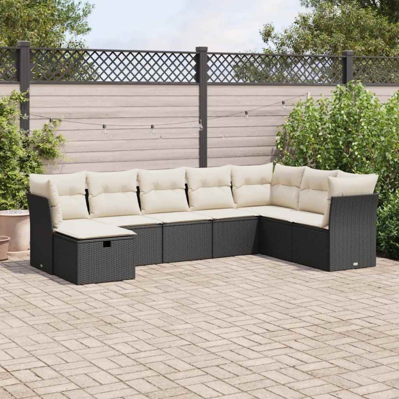 vidaXL 8-tlg. Garten-Sofagarnitur mit Kissen Schwarz Poly Rattan vidaXL 8-tlg. Garten-Sofagarnitur mit Kissen Schwarz Poly Rattan