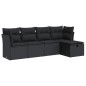 vidaXL 5-tlg. Garten-Sofagarnitur mit Kissen Schwarz Poly Rattan vidaXL 5-tlg. Garten-Sofagarnitur mit Kissen Schwarz Poly Rattan