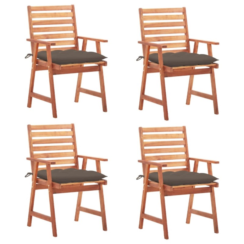 Garten-Essstühle 4 Stk. mit Kissen Massivholz Akazie Garten-Essstühle 4 Stk. mit Kissen Massivholz Akazie
