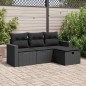 vidaXL 4-tlg. Garten-Sofagarnitur mit Kissen Schwarz Poly Rattan vidaXL 4-tlg. Garten-Sofagarnitur mit Kissen Schwarz Poly Rattan