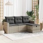 vidaXL 4-tlg. Garten-Sofagarnitur mit Kissen Hellgrau Poly Rattan vidaXL 4-tlg. Garten-Sofagarnitur mit Kissen Hellgrau Poly Rattan