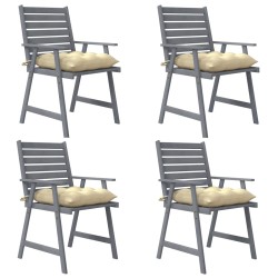 Garten-Essstühle mit Kissen 4 Stk. Massivholz Akazie