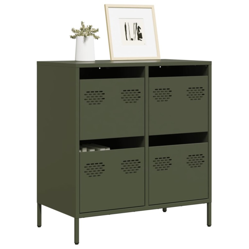 vidaXL Sideboard Olivgrün 68x39x73,5 cm Kaltgewalzter Stahl vidaXL Sideboard Olivgrün 68x39x73,5 cm Kaltgewalzter Stahl
