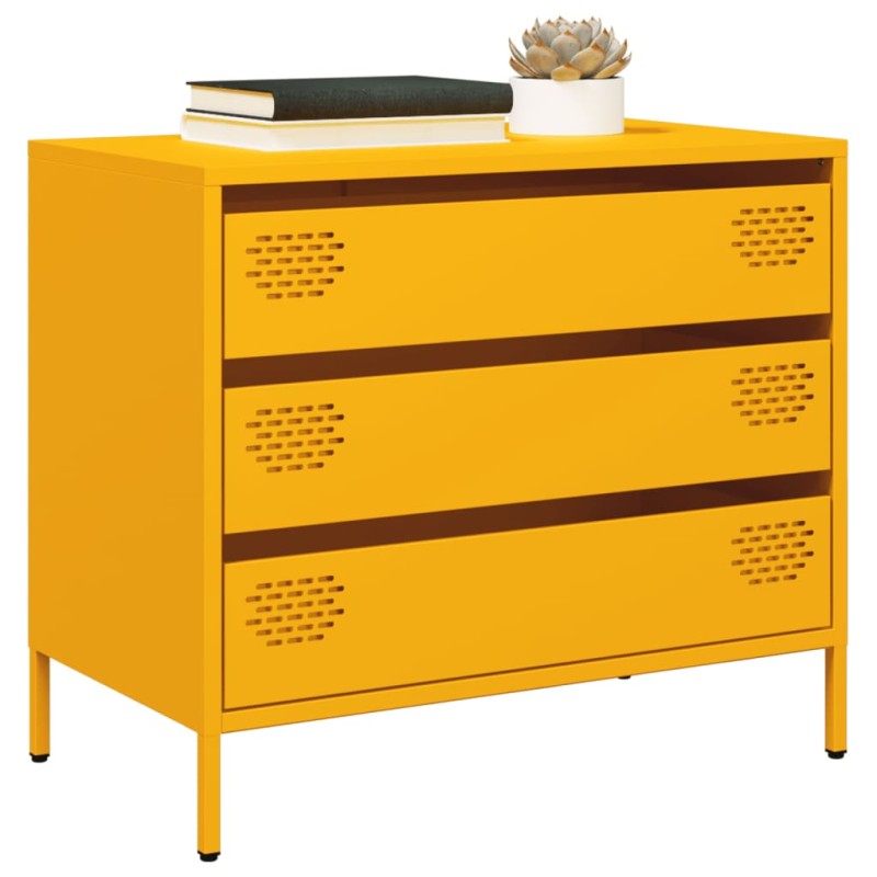 vidaXL Sideboard Senfgelb 68x39x58,5 cm Kaltgewalzter Stahl vidaXL Sideboard Senfgelb 68x39x58,5 cm Kaltgewalzter Stahl