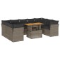 vidaXL 10-tlg. Garten-Sofagarnitur mit Kissen Grau Poly Rattan vidaXL 10-tlg. Garten-Sofagarnitur mit Kissen Grau Poly Rattan