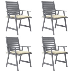 Garten-Essstühle mit Kissen 4 Stk. Massivholz Akazie