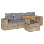 vidaXL 5-tlg. Garten-Sofagarnitur mit Kissen Beige Poly Rattan vidaXL 5-tlg. Garten-Sofagarnitur mit Kissen Beige Poly Rattan