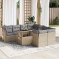 vidaXL 9-tlg. Garten-Sofagarnitur mit Kissen Beige Poly Rattan vidaXL 9-tlg. Garten-Sofagarnitur mit Kissen Beige Poly Rattan