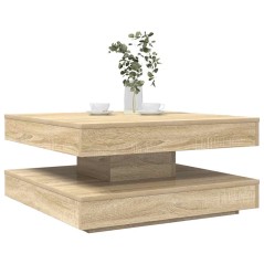 vidaXL Couchtisch 360-Grad Drehbar Sonoma-Eiche 70x70x34,5 cm