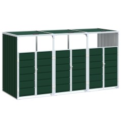 vidaXL Mülltonnenbox für 3 Tonnen Grün 216x81x115 cm Stahl