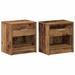 vidaXL Nachttische 2 Stk. mit Schublade Altholz-Optik 39x28x41 cm