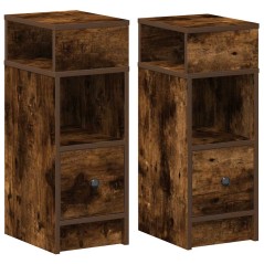 vidaXL Nachttische 2 Stk. mit Schublade Räuchereiche 25x31x66 cm