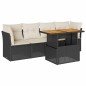 vidaXL 5-tlg. Garten-Sofagarnitur mit Kissen Schwarz Poly Rattan