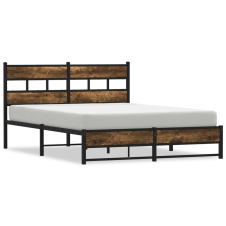 vidaXL Metallbett ohne Matratze Räuchereiche 140x190 cm