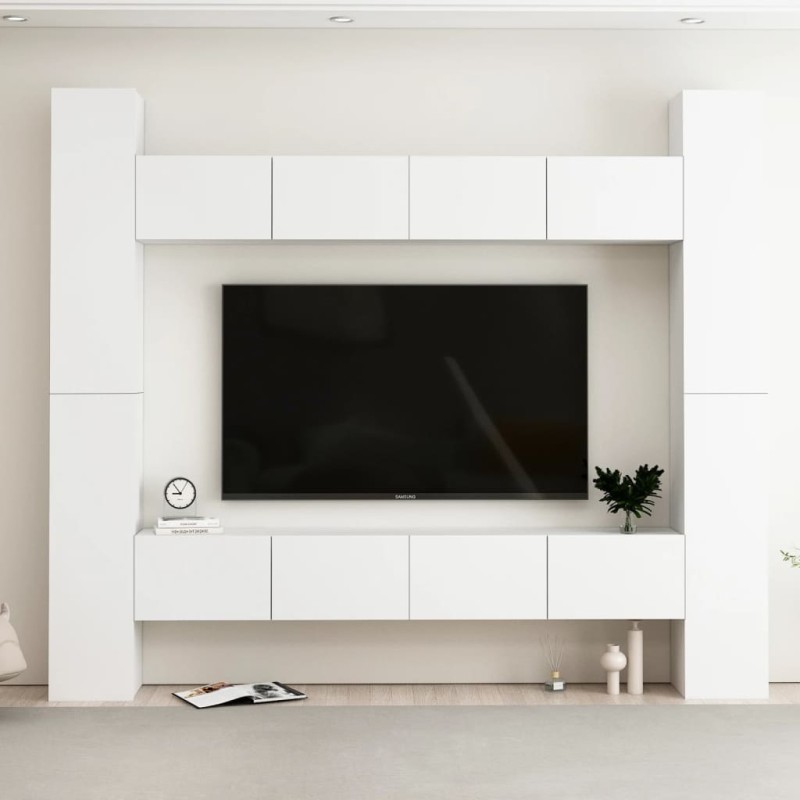 8-tlg. TV-Schrank-Set Weiß Holzwerkstoff 8-tlg. TV-Schrank-Set Weiß Holzwerkstoff