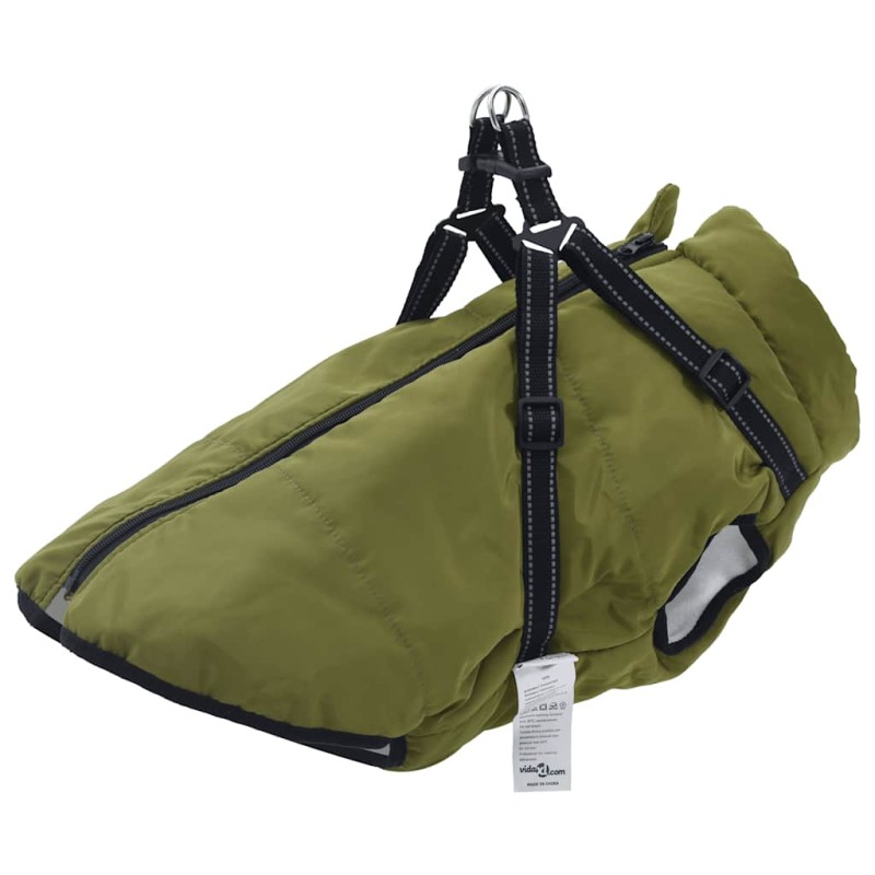vidaXL Hundemantel Geschirr Wasserdicht Reflektierend Armeegrün L44 vidaXL Hundemantel Geschirr Wasserdicht Reflektierend Armeegrün L44