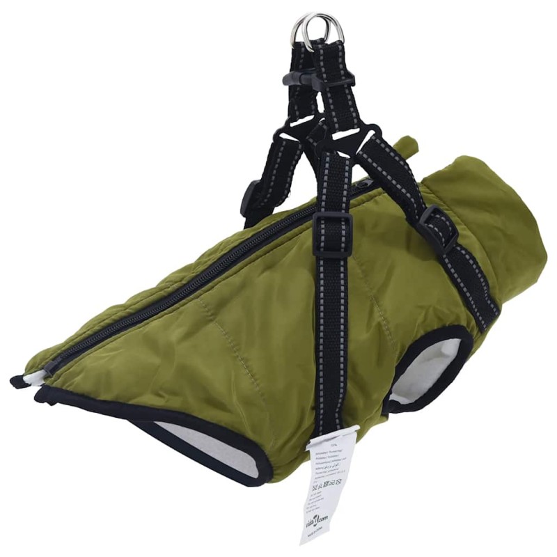 vidaXL Hundemantel Geschirr Wasserdicht Reflektierend Armeegrün L36 vidaXL Hundemantel Geschirr Wasserdicht Reflektierend Armeegrün L36