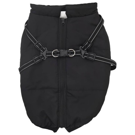 vidaXL Hundemantel mit Geschirr Wasserdicht Reflektierend Schwarz L44