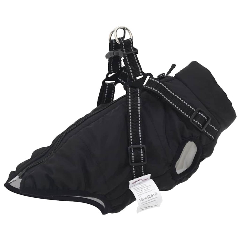 vidaXL Hundemantel mit Geschirr Wasserdicht Reflektierend Schwarz L36 vidaXL Hundemantel mit Geschirr Wasserdicht Reflektierend Schwarz L36