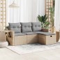 vidaXL 4-tlg. Garten-Sofagarnitur mit Kissen Beige Poly Rattan vidaXL 4-tlg. Garten-Sofagarnitur mit Kissen Beige Poly Rattan