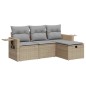 vidaXL 4-tlg. Garten-Sofagarnitur mit Kissen Beige Poly Rattan vidaXL 4-tlg. Garten-Sofagarnitur mit Kissen Beige Poly Rattan