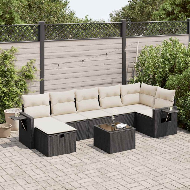 vidaXL 8-tlg. Garten-Sofagarnitur mit Kissen Schwarz Poly Rattan vidaXL 8-tlg. Garten-Sofagarnitur mit Kissen Schwarz Poly Rattan