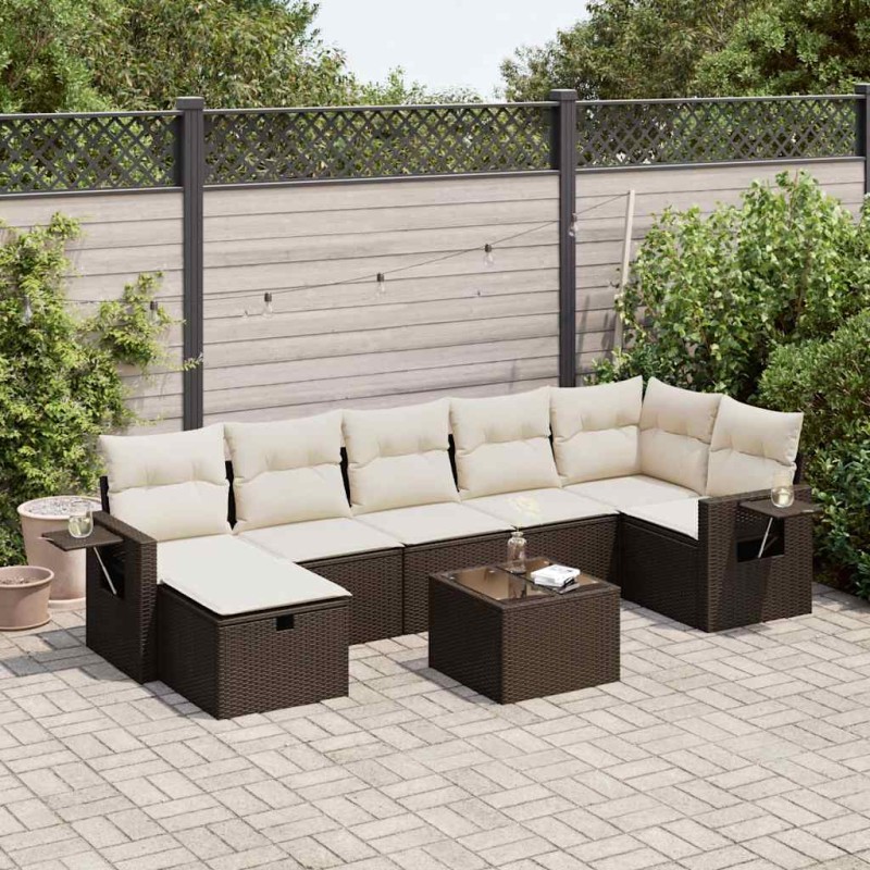 vidaXL 8-tlg. Garten-Sofagarnitur mit Kissen Braun Poly Rattan vidaXL 8-tlg. Garten-Sofagarnitur mit Kissen Braun Poly Rattan