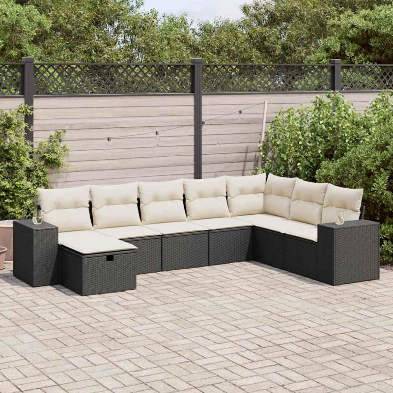 vidaXL 8-tlg. Garten-Sofagarnitur mit Kissen Schwarz Poly Rattan vidaXL 8-tlg. Garten-Sofagarnitur mit Kissen Schwarz Poly Rattan