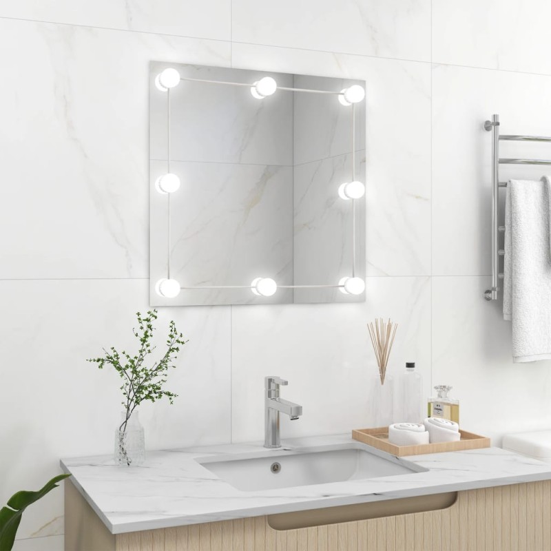 Wandspiegel mit LED-Beleuchtung Quadratisch Glas Wandspiegel mit LED-Beleuchtung Quadratisch Glas
