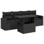 vidaXL 5-tlg. Garten-Sofagarnitur mit Kissen Schwarz Poly Rattan vidaXL 5-tlg. Garten-Sofagarnitur mit Kissen Schwarz Poly Rattan