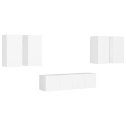 6-tlg. TV-Schrank-Set Weiß Holzwerkstoff