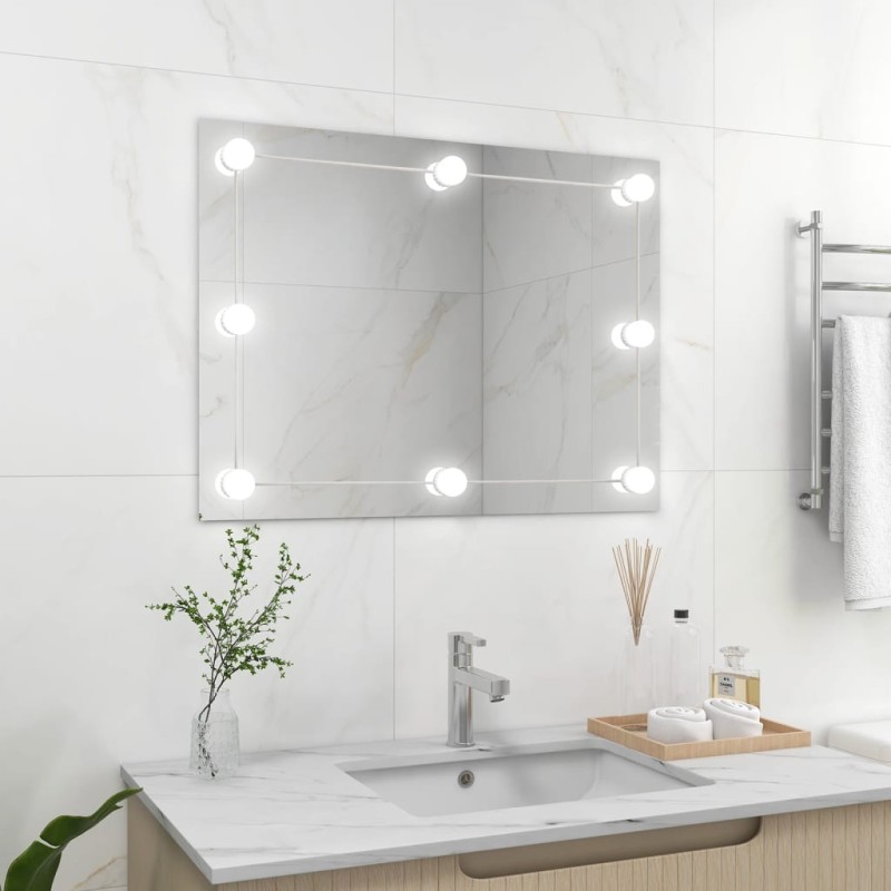 Wandspiegel ohne Rahmen mit LED-Beleuchtung Rechteckig Glas Wandspiegel ohne Rahmen mit LED-Beleuchtung Rechteckig Glas