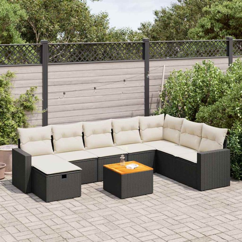 vidaXL 9-tlg. Garten-Sofagarnitur mit Kissen Schwarz Poly Rattan vidaXL 9-tlg. Garten-Sofagarnitur mit Kissen Schwarz Poly Rattan