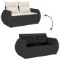 vidaXL 6-tlg. Garten-Sofagarnitur mit Kissen Schwarz Poly Rattan vidaXL 6-tlg. Garten-Sofagarnitur mit Kissen Schwarz Poly Rattan