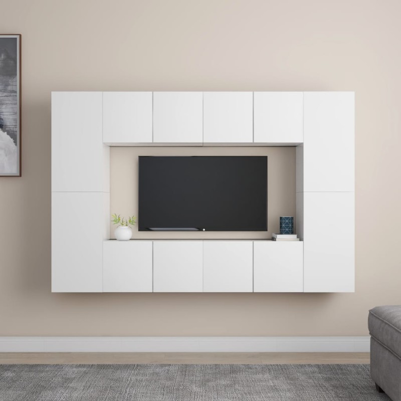 vidaXL 8-tlg. TV-Schrank-Set Weiß Holzwerkstoff vidaXL 8-tlg. TV-Schrank-Set Weiß Holzwerkstoff