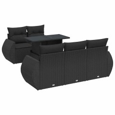 vidaXL 6-tlg. Garten-Sofagarnitur mit Kissen Schwarz Poly Rattan