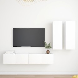 vidaXL 4-tlg. TV-Schrank-Set Weiß Holzwerkstoff