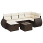 vidaXL 7-tlg. Garten-Sofagarnitur mit Kissen Braun Poly Rattan