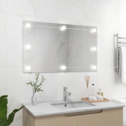 Wandspiegel ohne Rahmen mit LED-Beleuchtung Rechteckig Glas