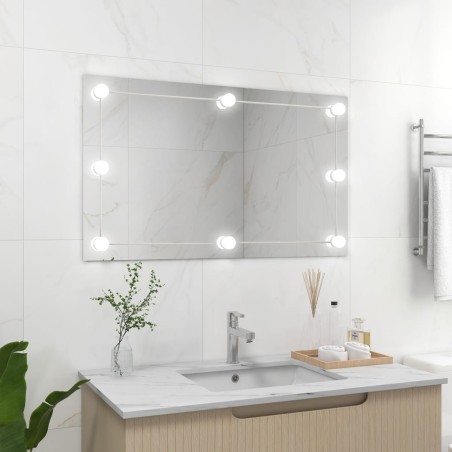 Wandspiegel ohne Rahmen mit LED-Beleuchtung Rechteckig Glas