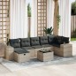 vidaXL 8-tlg. Garten-Sofagarnitur mit Kissen Hellgrau Poly Rattan vidaXL 8-tlg. Garten-Sofagarnitur mit Kissen Hellgrau Poly Rattan