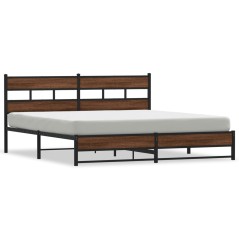 vidaXL Metallbett ohne Matratze Braun Eichen-Optik 193x203 cm