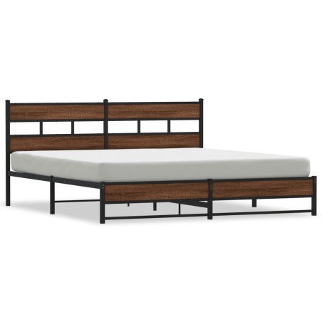 vidaXL Metallbett ohne Matratze Braun Eichen-Optik 193x203 cm